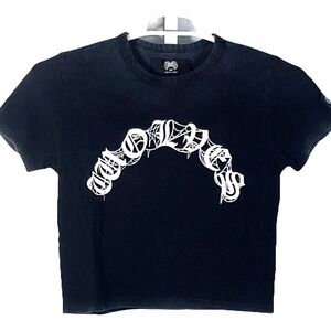 Darc Sport SHE Chopper Webs Timeless Tee Womens Small Black Cropped Short Sleeve